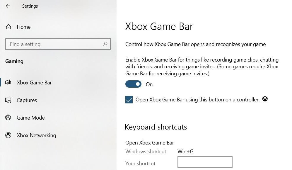 تنظیمات Game Bar ویندوز