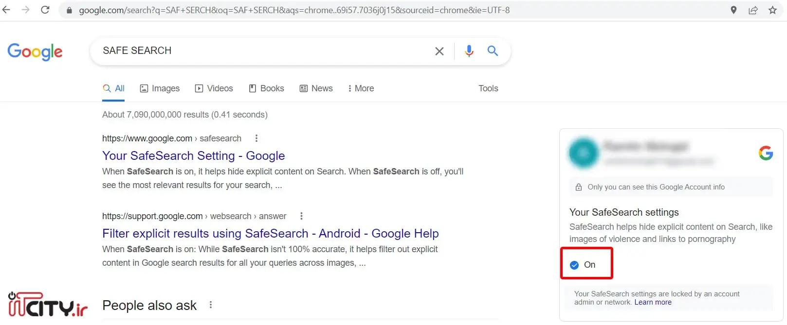 safe search گوگل