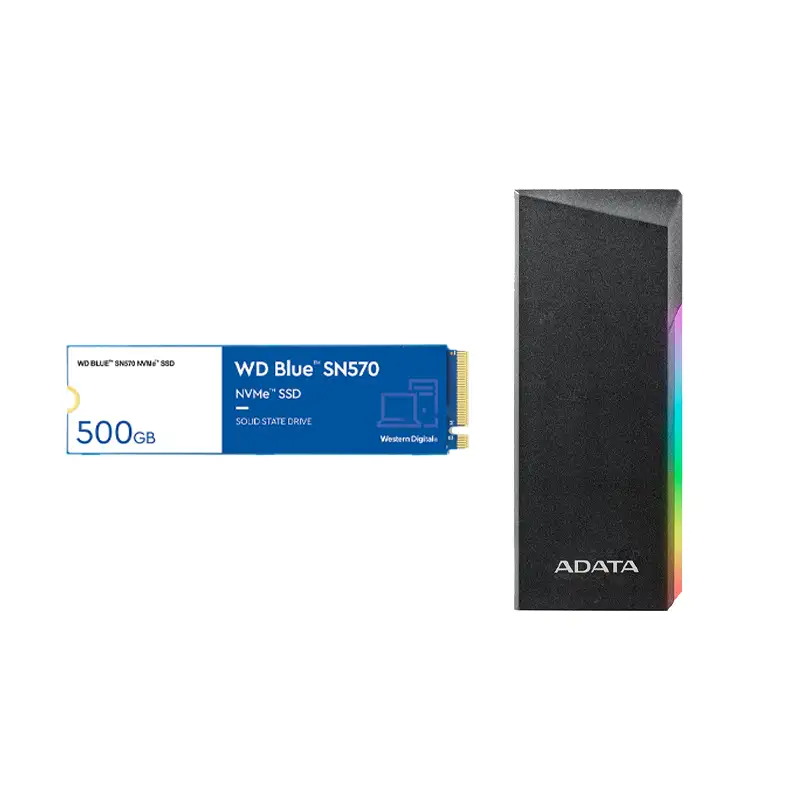  هارد اینترنال وسترن دیجیتال WD Blue SN570 NVMe 500GB + هارد باکس ای دیتا مدل EC700G