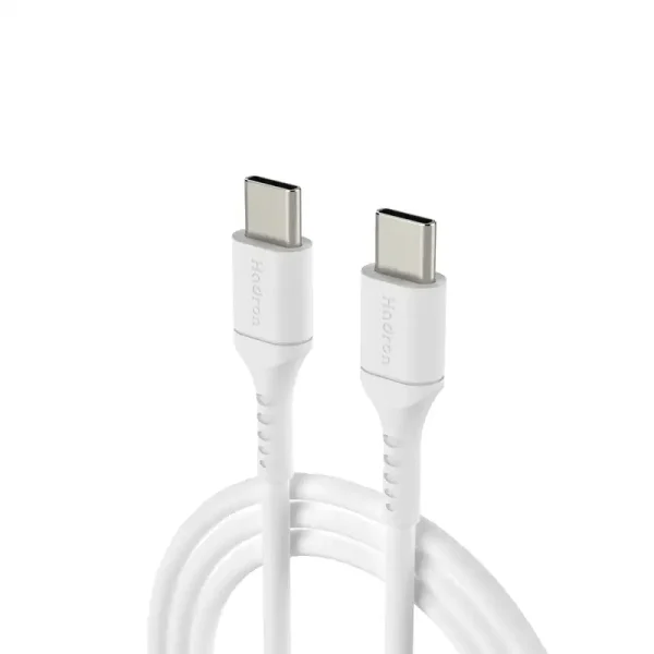 کابل شارژ دو سر تایپ سی هادرون مدل HTC-C-C01 با طول 100 سانتی متر سفید