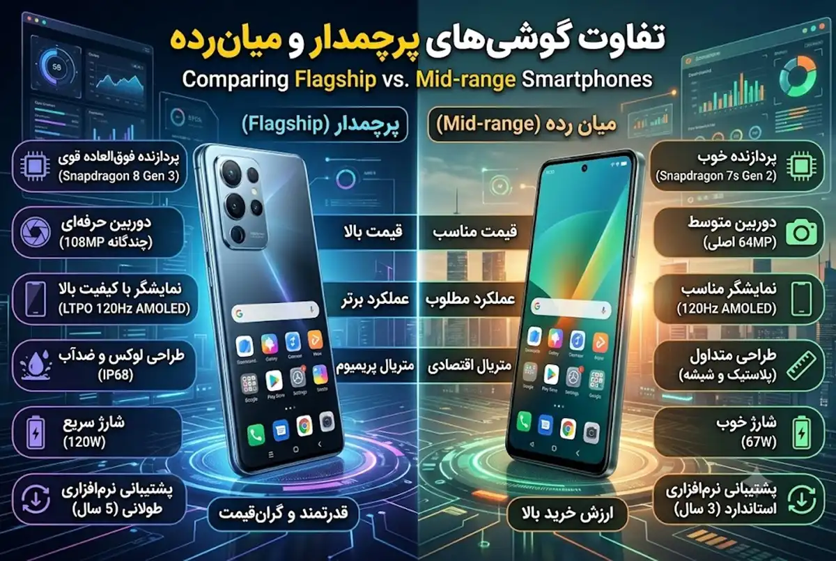 تفاوت گوشی های پرچمدار و میان رده