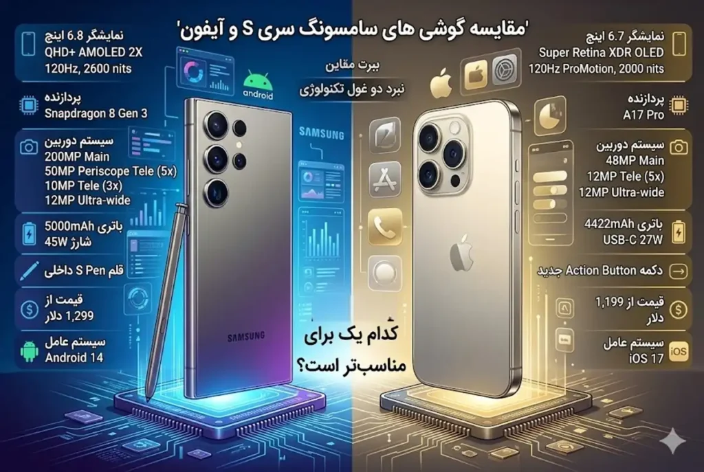 مقایسه گوشی های سامسونگ سری S و آیفون