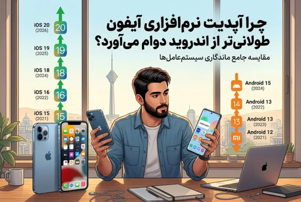 چرا آپدیت نرم افزاری آیفون طولانی‌تر از اندروید دوام می‌آورد؟